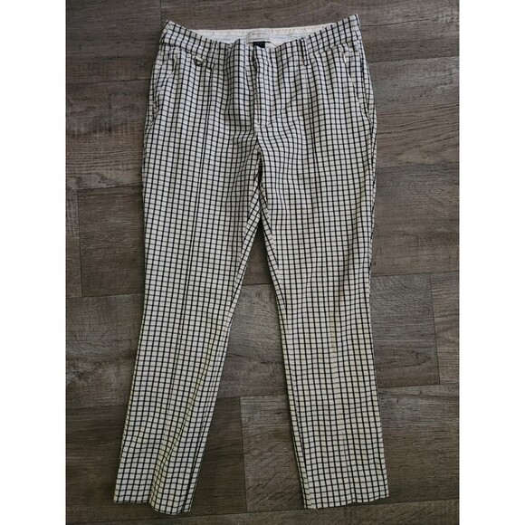 ANTHROPOLOGIE Essential Slim Pants Size 4 Womens Black/White Checkered Stretchy - Picture 1 of 9